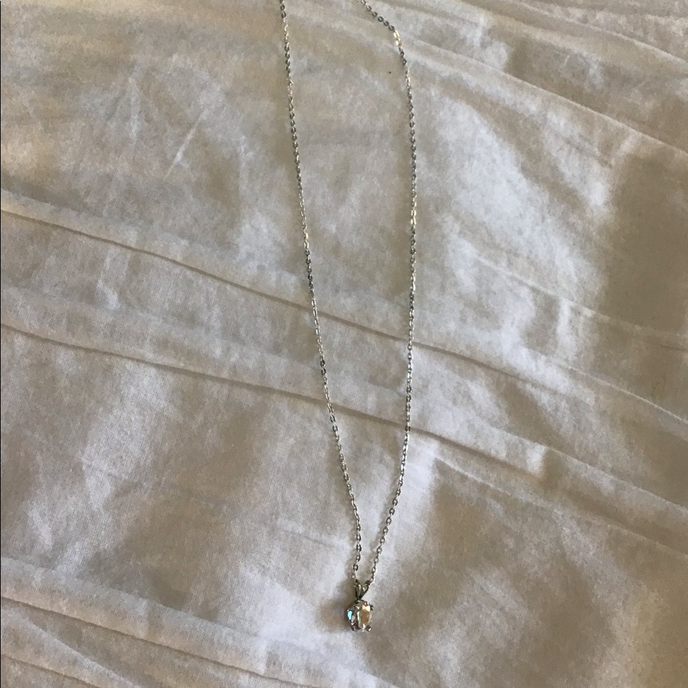 Necklace sterling silver with iridescent charm